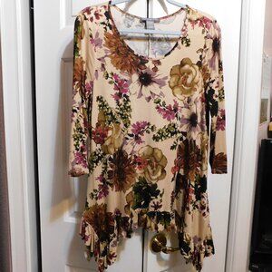 Kate & Mallory Fall Floral Ruffled Tunic Sz L